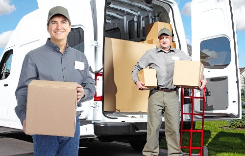 Packed moving boxes ready for a residential relocation in Bexleyheath